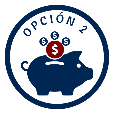 blue piggy bank with "Opcion 2" text