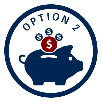 blue piggy bank with "Option 2" text