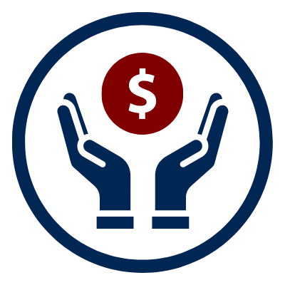 open hands holding money symbol