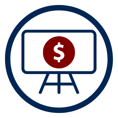 presentation screen with money symbol