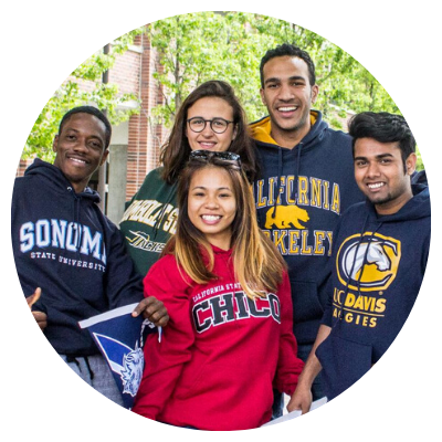 Students wearing college hoodies 