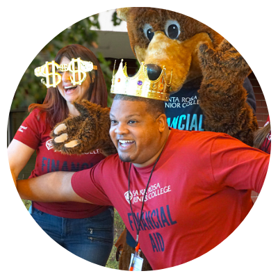 Financial Aid staff with SRJC mascot